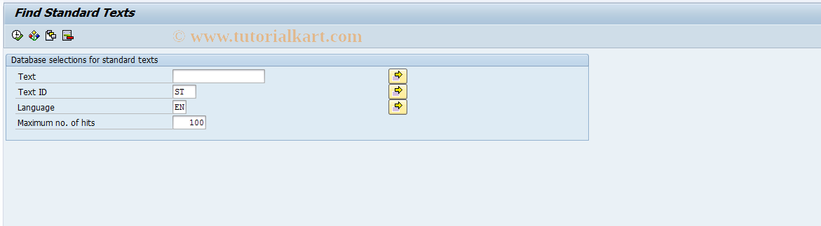 SAP TCode FTLC_TBSCOP - SAPscript: Standard Texts