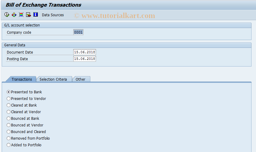 SAP TCode FTR03 - Bill of Exchange Transactions