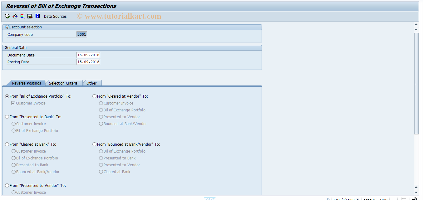 SAP TCode FTR04 - Reversal of Bill Transactions