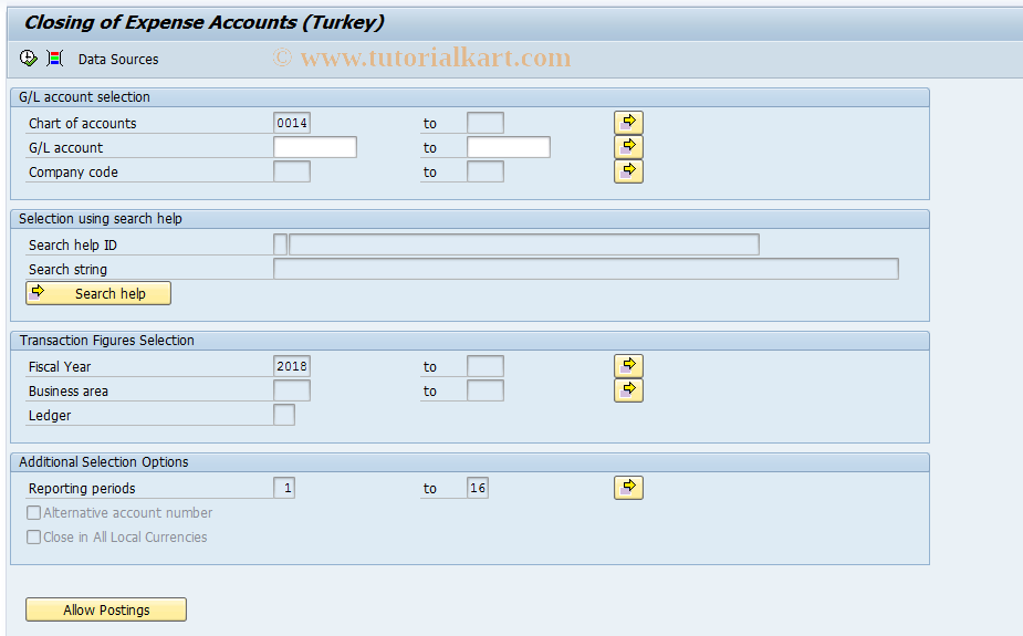 SAP TCode FTRCL - Closing of Expense Accounts