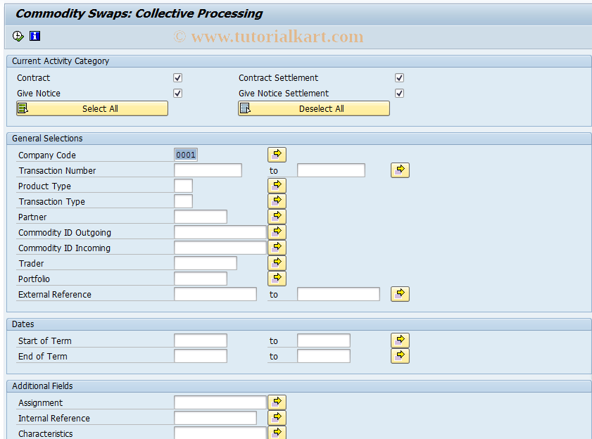 SAP TCode FTRCOMS00 - Collective Processing of COMS