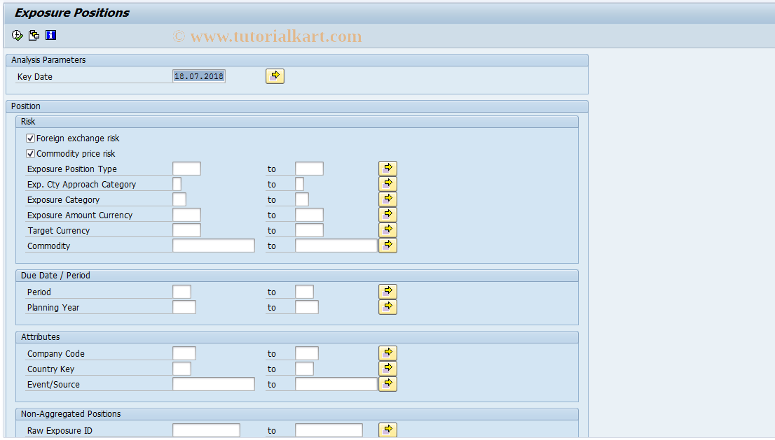 SAP TCode FTREX12 - Exposure Position List