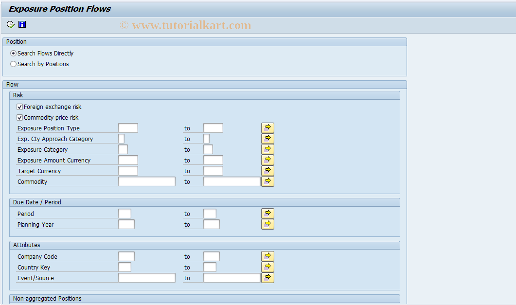 SAP TCode FTREX13 - Exposure Flows Display