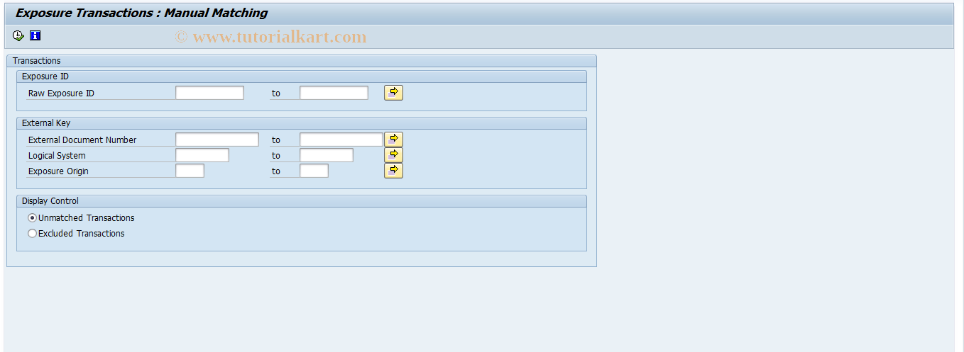 SAP TCode FTREX21 - Process Unmatched Transactions