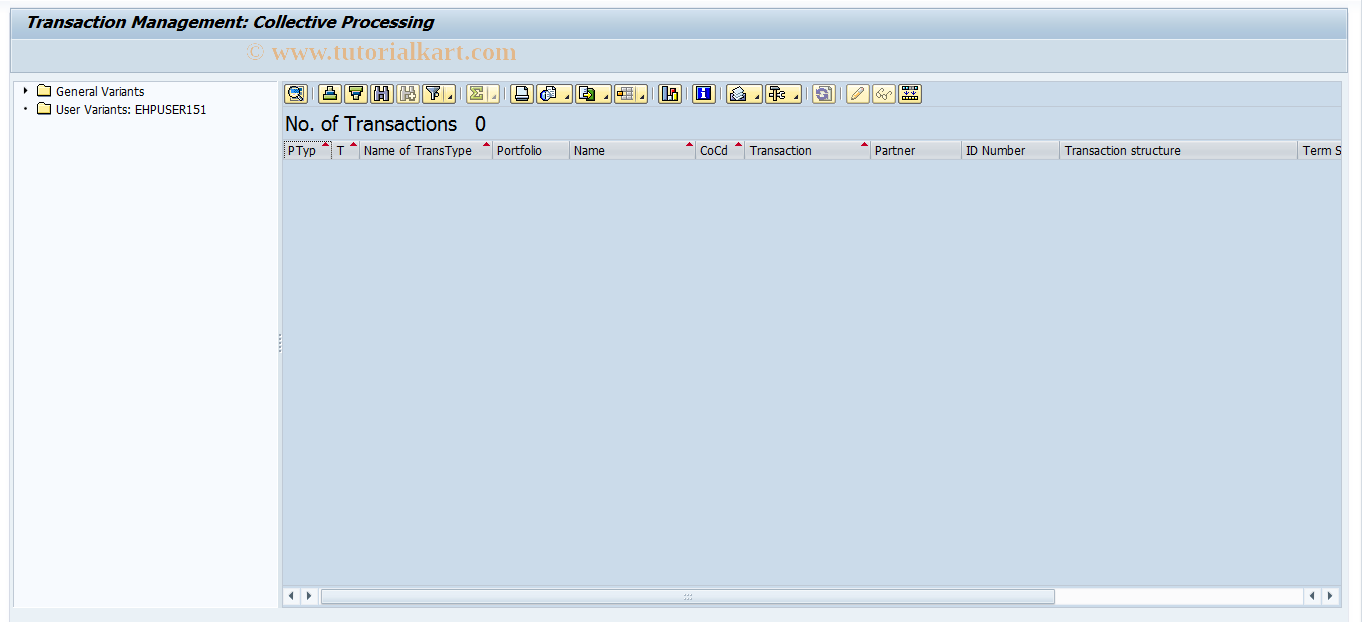 SAP TCode FTR_00 - Collective Processing