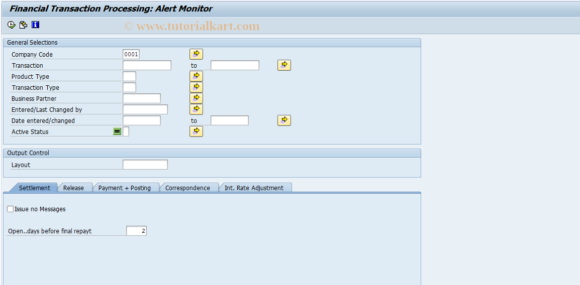 SAP TCode FTR_ALERT - Financial Transaction: Alert Monitor