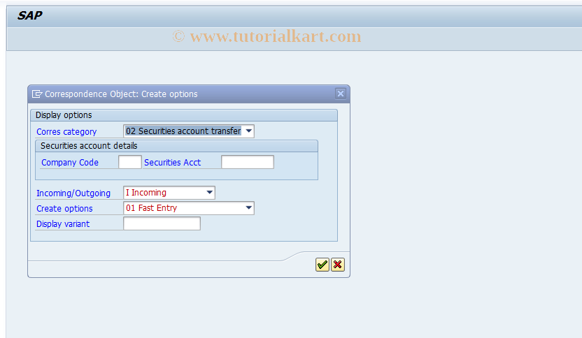 SAP TCode FTR_COCREATE - Create manual correspondence object