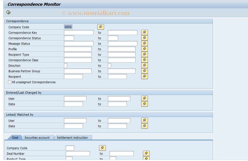 SAP TCode FTR_COMONI - Correspondence monitor