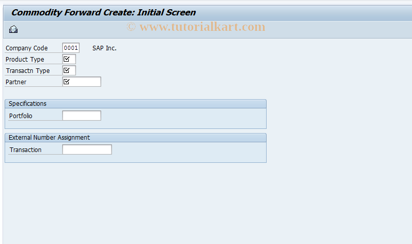 SAP TCode FTR_CTY01 - Create Commodity Forward