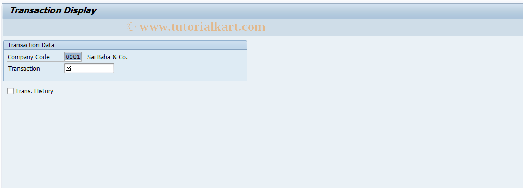 SAP TCode FTR_DISPLAY - Transaction Display