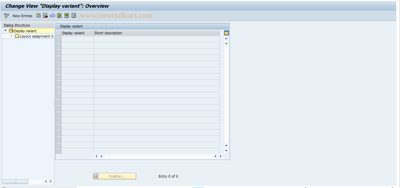 SAP TCode FTR_DISVARIANT_DEF - TCO: Define display variants