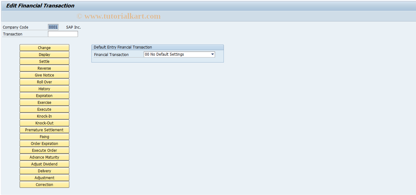 SAP TCode FTR_EDIT - Process Treasury Transaction