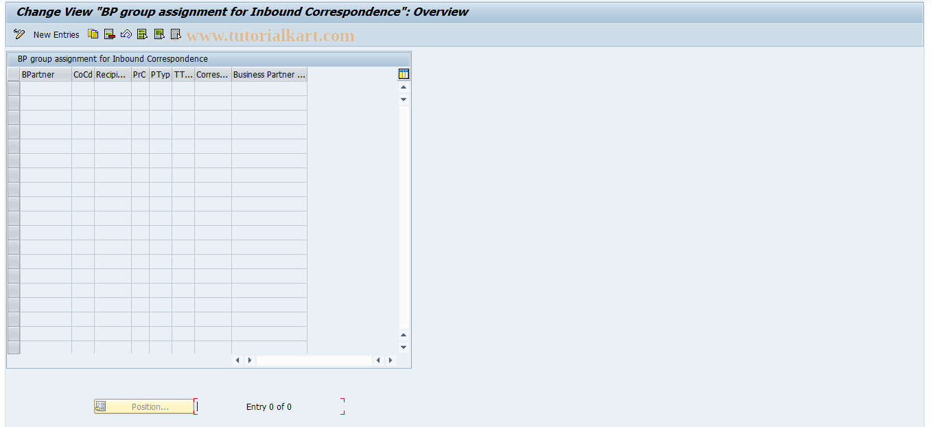 SAP TCode FTR_INB_ASSIGN - Maintain BP group for inbound format