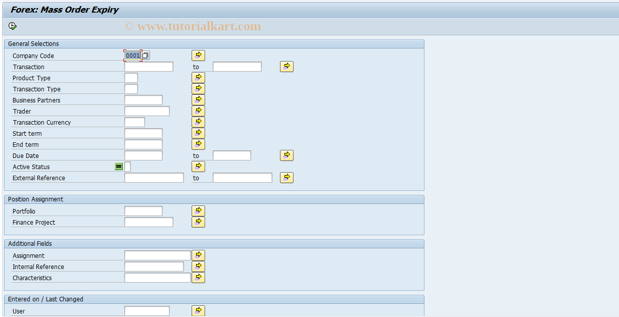 SAP TCode FTR_MASS_ORDR_EXPIRY - Forex: Mass Order Expiry