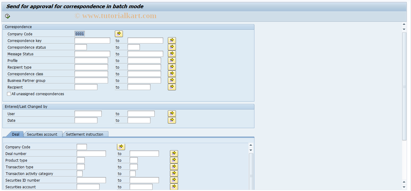 SAP TCode FTR_SEND_APPRVL - Send for approval in batch mode