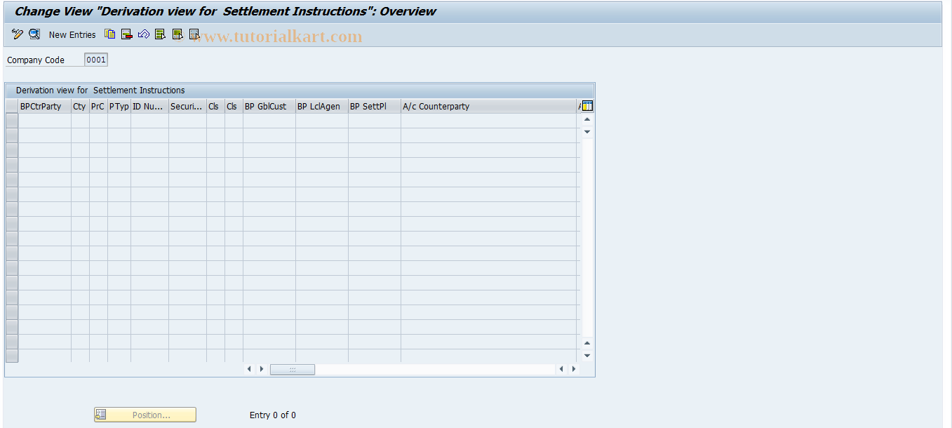 SAP TCode FTR_SI_DERIVE - TCOR Derive Settlement Instruction