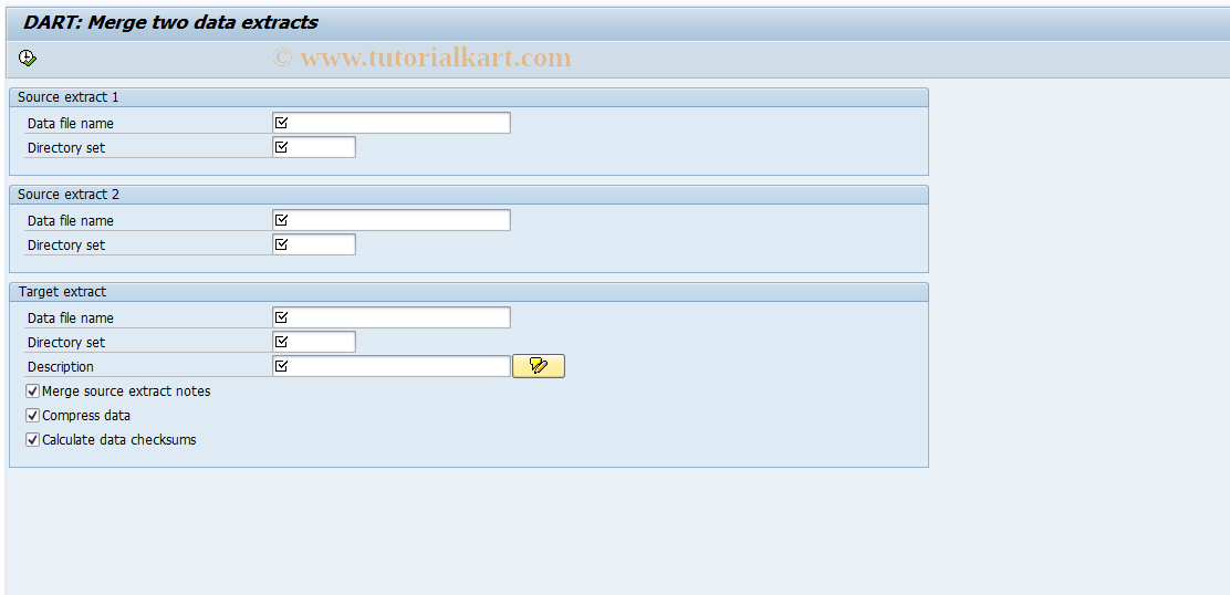 SAP TCode FTWC - Merge extracts