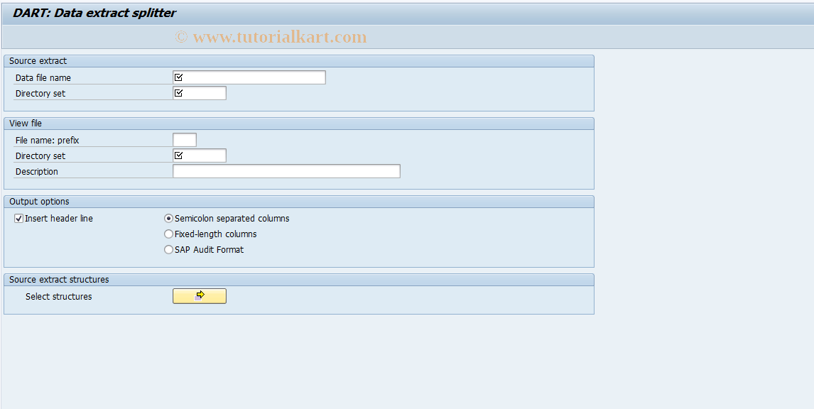 SAP TCode FTWES - Data extract splitter