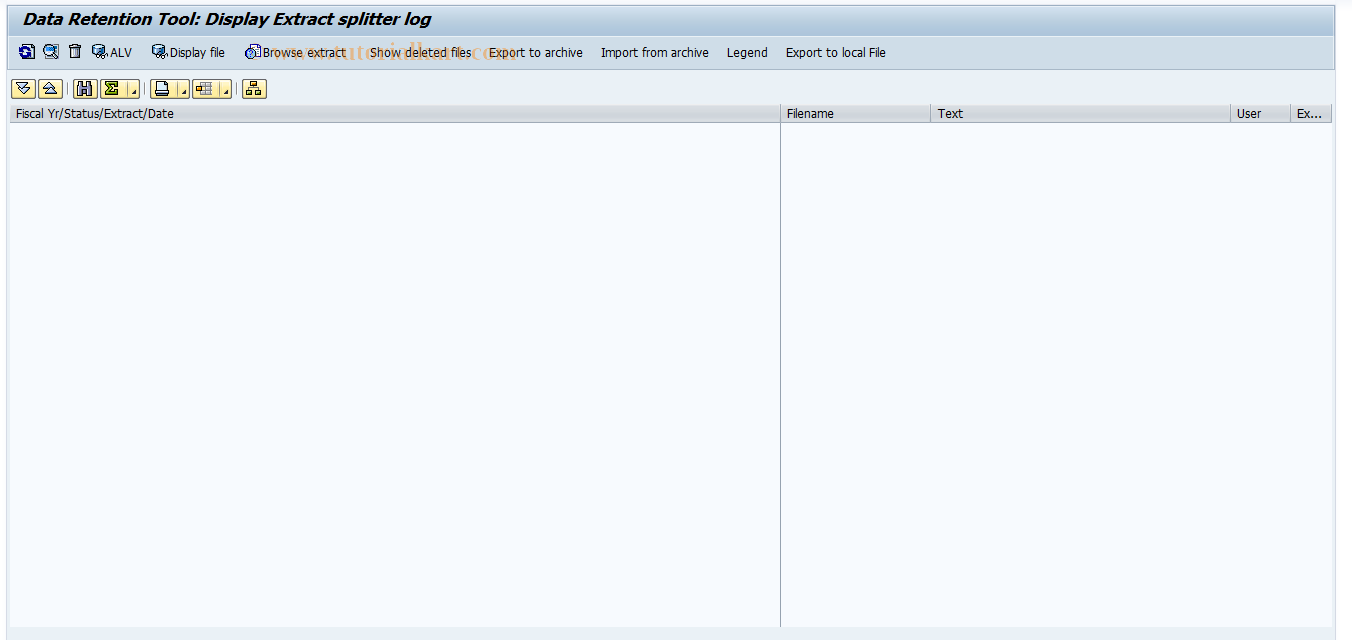 SAP TCode FTWESL - Display extract splitter log