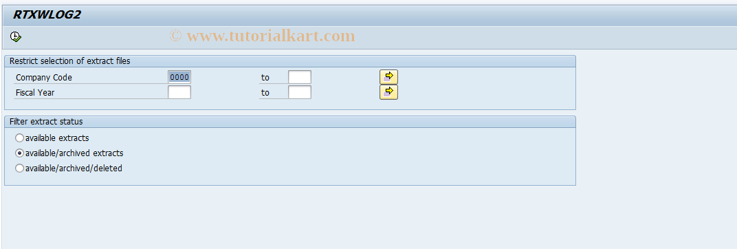 SAP TCode FTWL - Display extract log