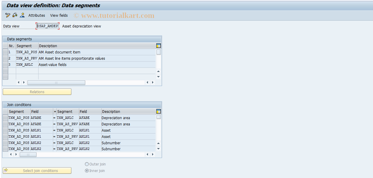 SAP TCode FTWY - Maintain data file view