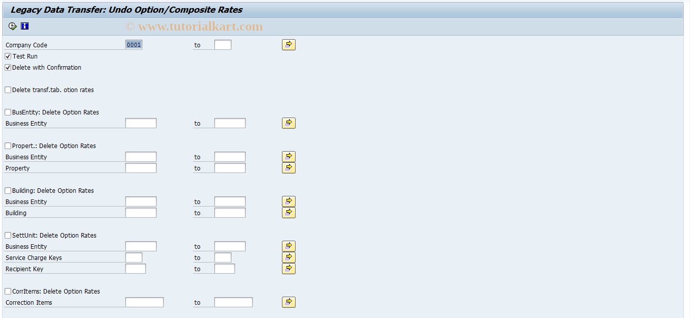 SAP TCode FVIR - Legcy Data Trnsfr:Reset Option Rates