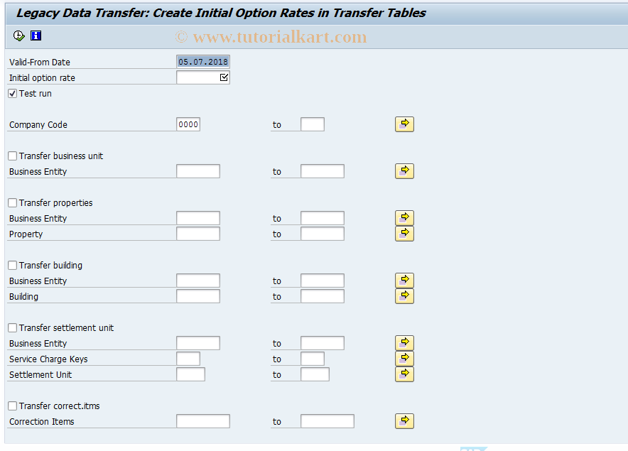 SAP TCode FVOI - Create Transfer Table Opt.Rates