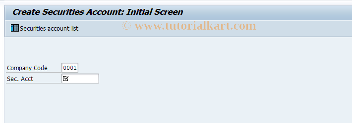 SAP TCode FW20 - Create Securities Account