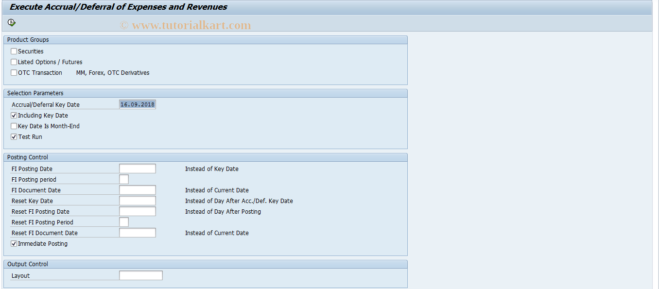 SAP TCode FWAB - Securities accruals/deferrals