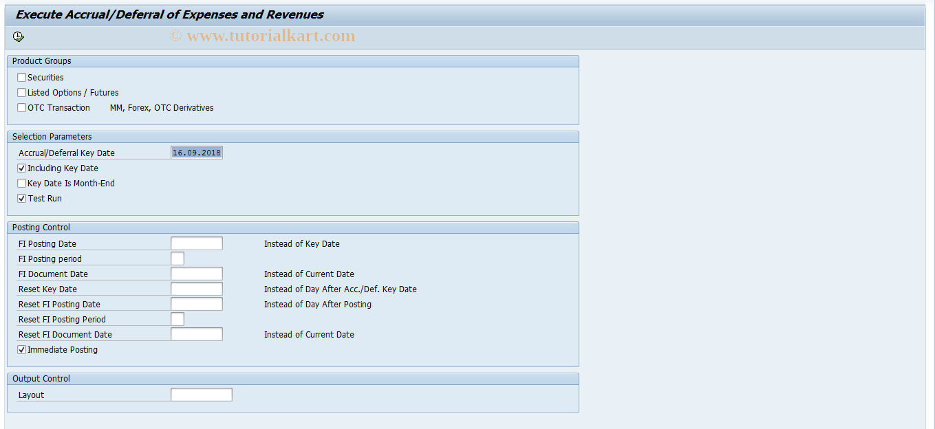 SAP TCode FWAR - Securities accr/defer. reset