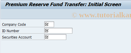 SAP TCode FWBA - BAV Transfer/Securities Initialize Screen