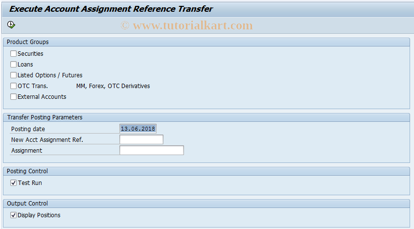 SAP TCode FWBK - Balance sheet transfer