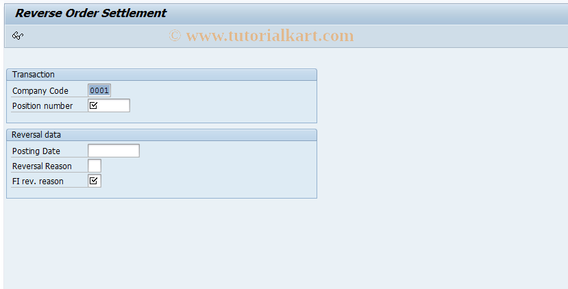 SAP TCode FWOS - Reverse order settlement