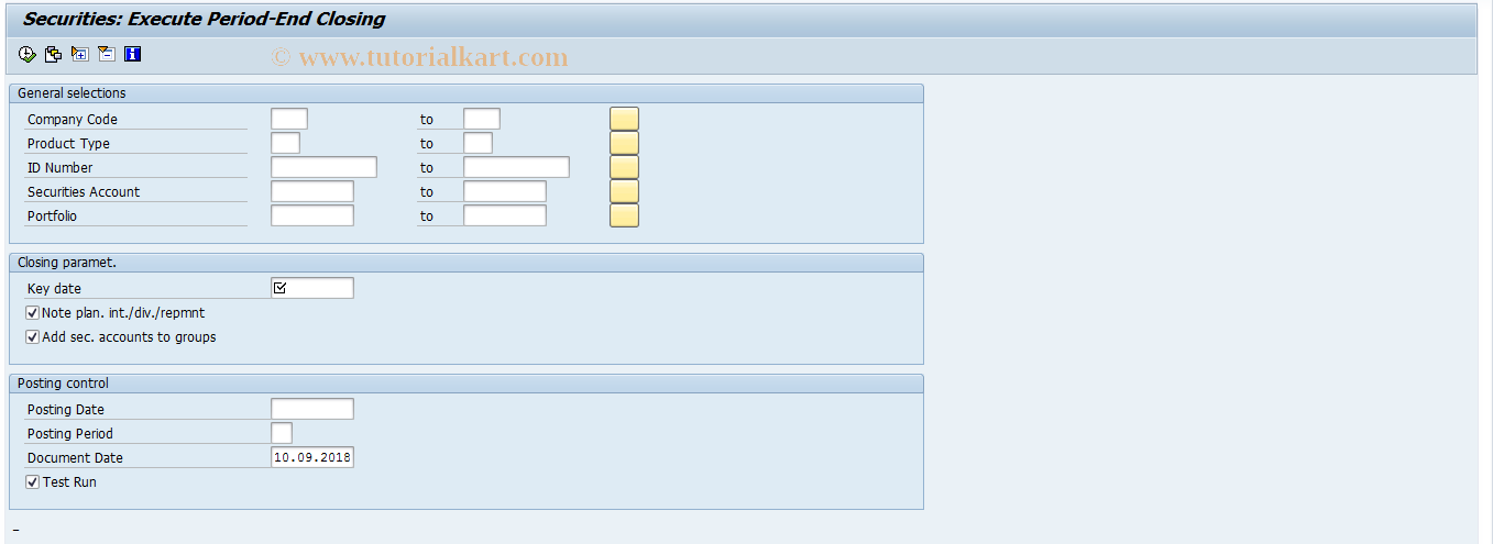 SAP TCode FWPA - Period-end closing