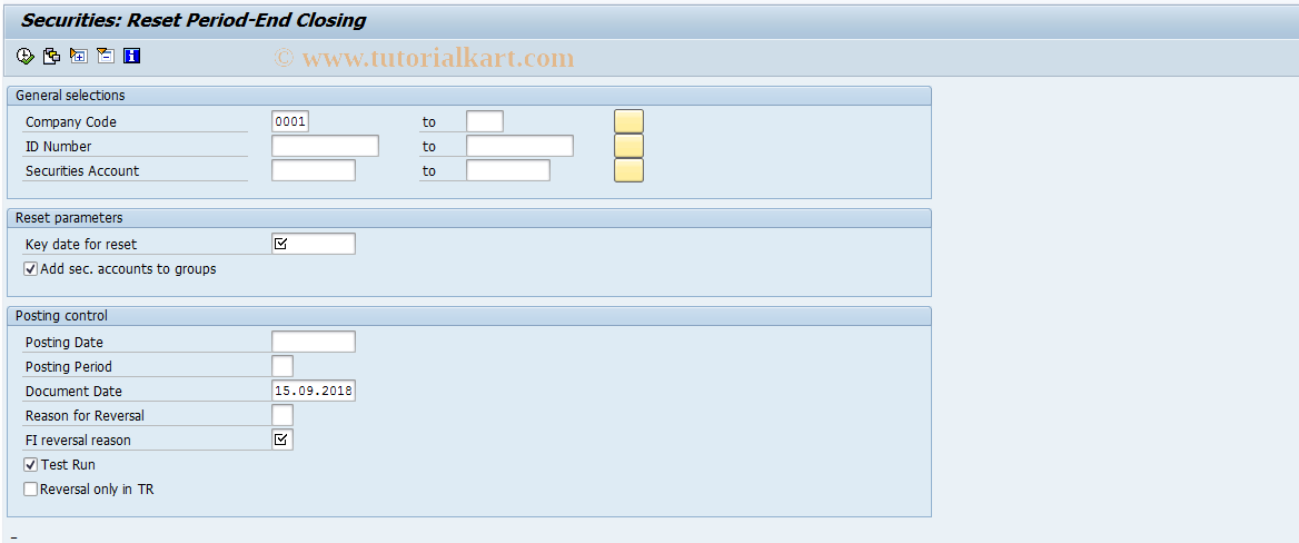 SAP TCode FWPR - Reset Period-End Closing