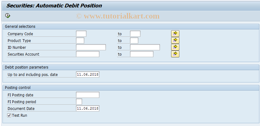 SAP TCode FWSO - Automatic debit position