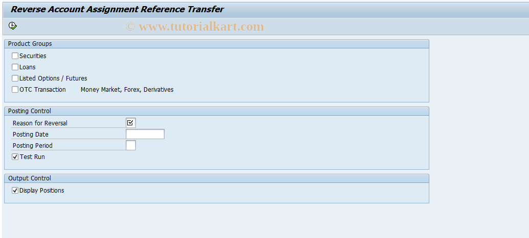 SAP TCode FWSU - Reverse Balance Sheet Transfer