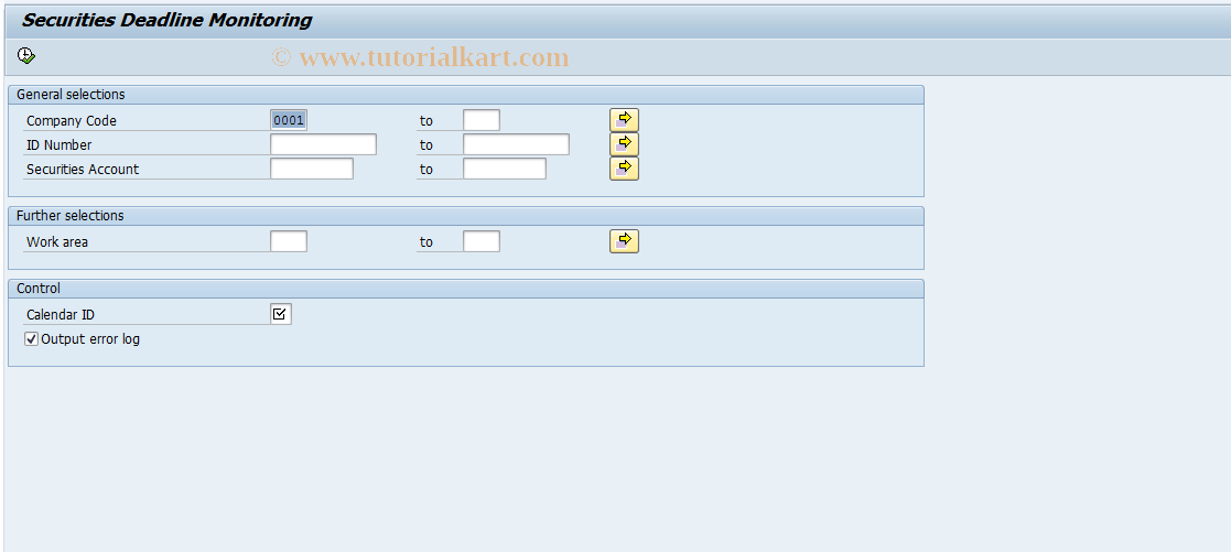 SAP TCode FWTU - Securities Deadline Monitoring