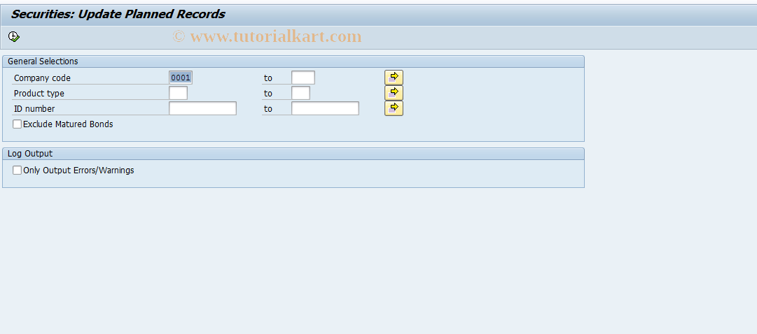 SAP TCode FWUP - Update Planned Records