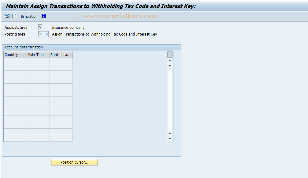 SAP TCode FXXX - Processes for witholding tax code