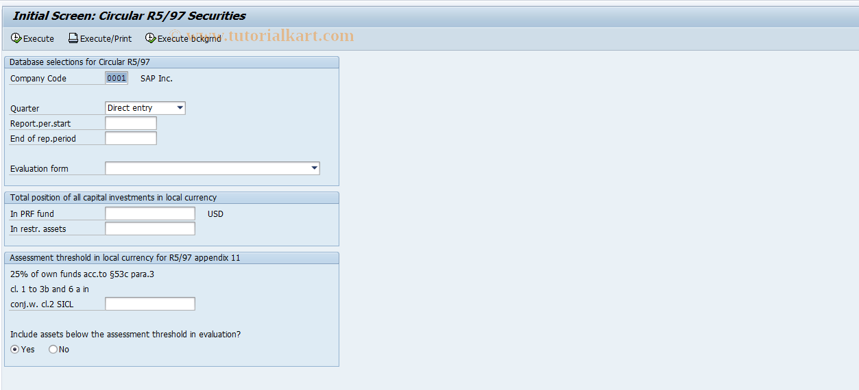 SAP TCode FZ11 - Securities: Circular R5/97