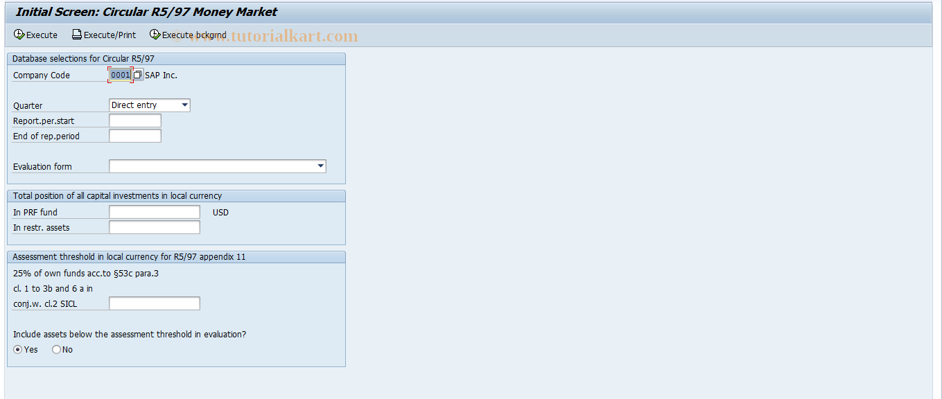 SAP TCode FZ13 - Money Market: Circular R5/97