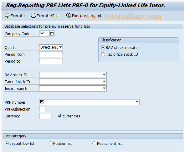 SAP TCode FZ14 - Access PRF-0 for Eq.-Linked Life.Ins