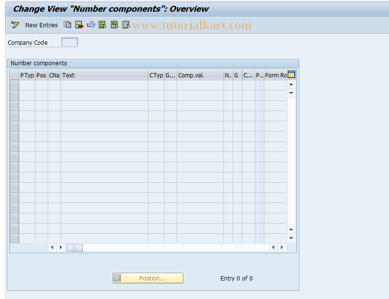 SAP TCode FZ20 - Customizing Number Components