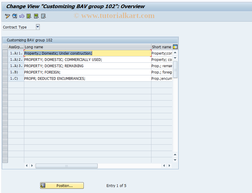 SAP TCode FZ64 - Customizing BAV Group 102 (Real Est)