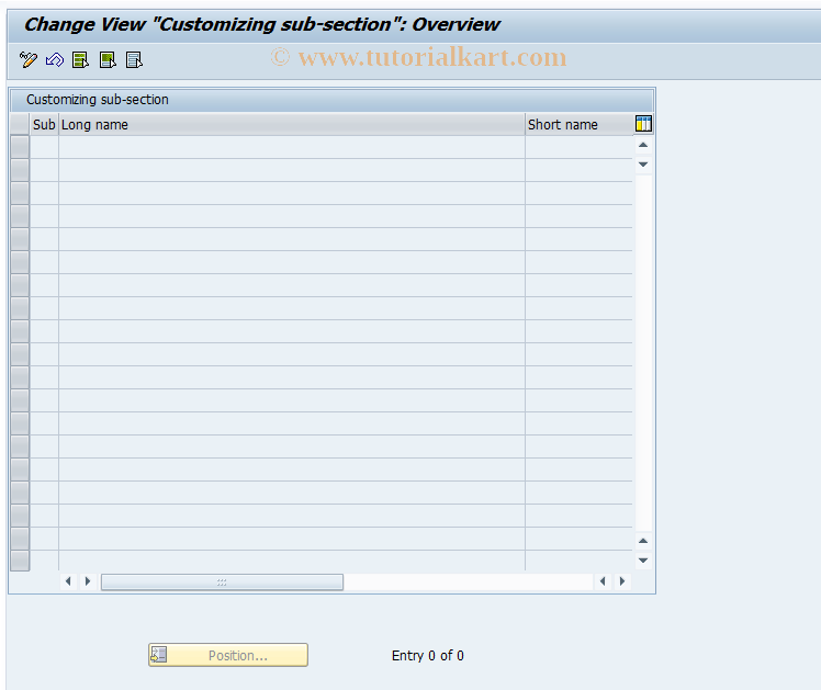 SAP TCode FZ67 - Customizing Sub-section (Securit.)