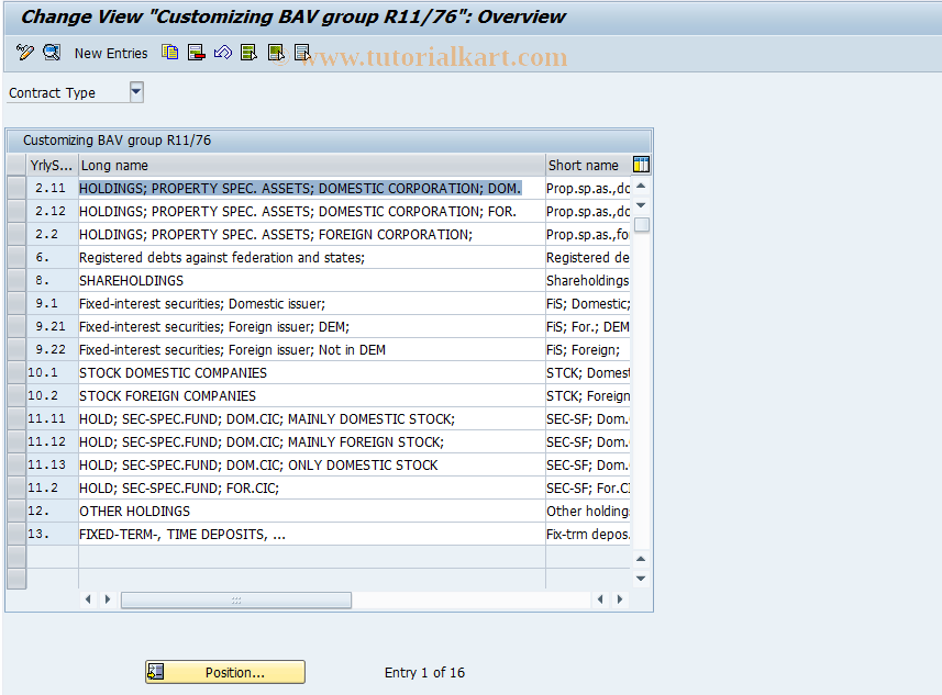 SAP TCode FZ79 - Customizing BAV Group 11/76 (Secur.)