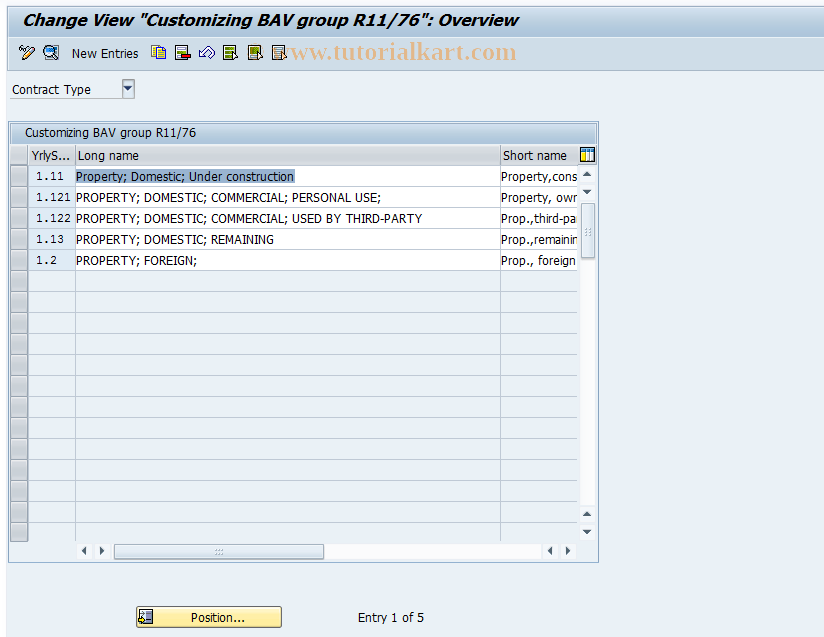 SAP TCode FZ80 - Customizing BAV Group  R11/76 (RealEst)
