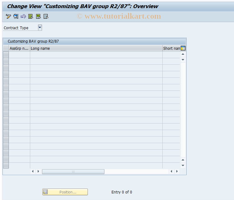 SAP TCode FZ83 - Customizing BAV Group  R2/87 (Real Est)