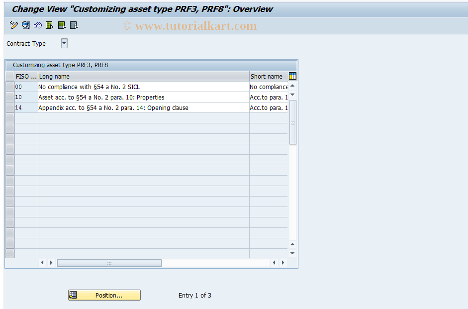 SAP TCode FZ86 - Customer  Asset Type DV3/DV8 (Real Est)